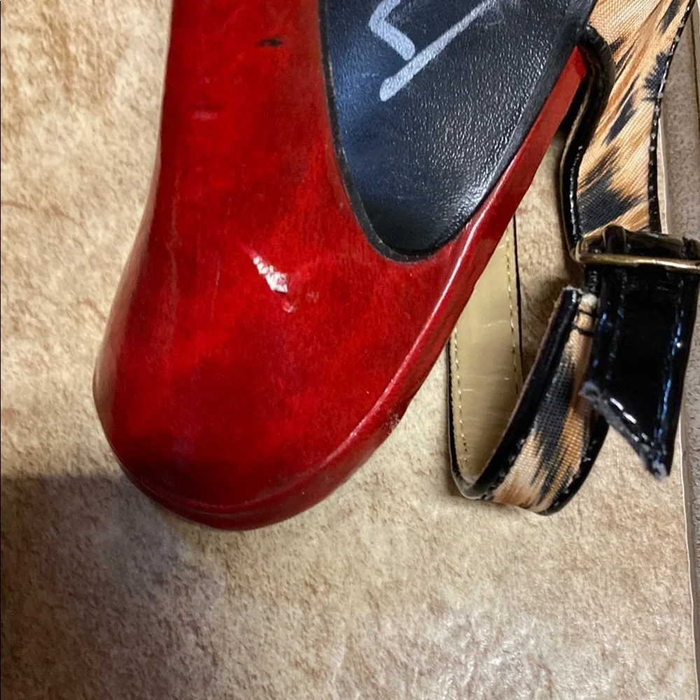Brown and Red Stiletto Leopard Heels Coquette Cocktail Brunch